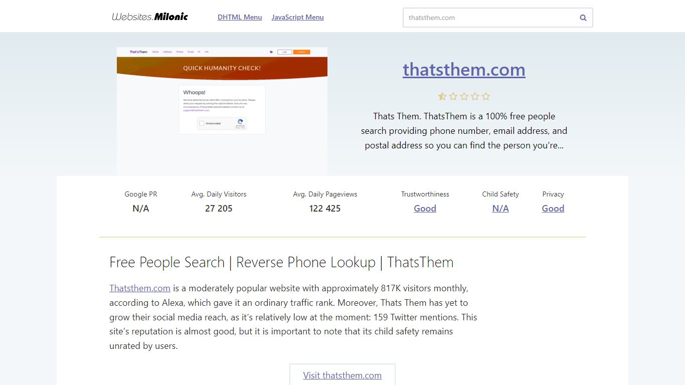 Free People Search | Reverse Phone Lookup | ThatsThem - Milonic